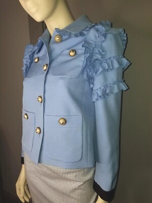 Gucci Boxy Ruffle Silk Wool Blend Cropped Jacket Alessandro Michele Design 42 6