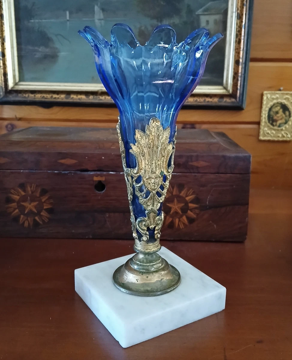 Glass Blue Collectible 1900-1919 Time Period Manufactured Vases