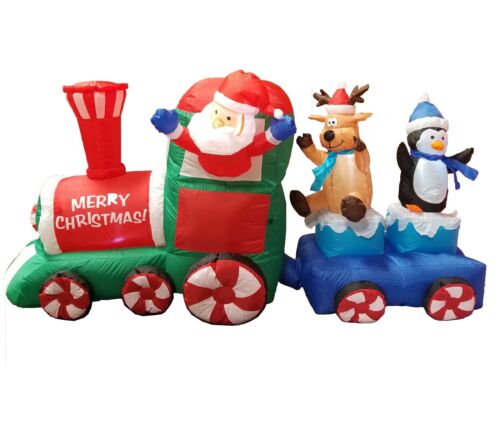 Christmas Inflatable Santa Claus Penguin Reindeer Train Air Blown Art Decoration - Picture 1 of 7