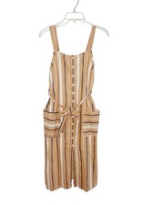 Lost + Wander Sun Dress XS Peach Stripe Button Front Lined Linen Blend NWOT 