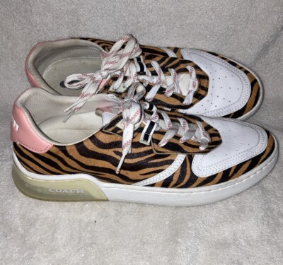Coach Citysole Court Sneaker Zebra Stripe Candy Pink Lace Up