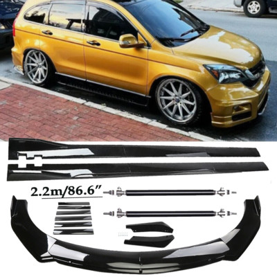 Front Bumper Spoiler Body Kit /Side Skirt/Strut Glossy Black For Honda Pilot