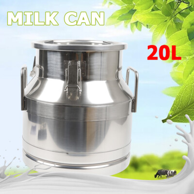 20L Stainless Steel Milk Can Wine Pail Bucket Tote Jug Oil Barrel Canister HOT!