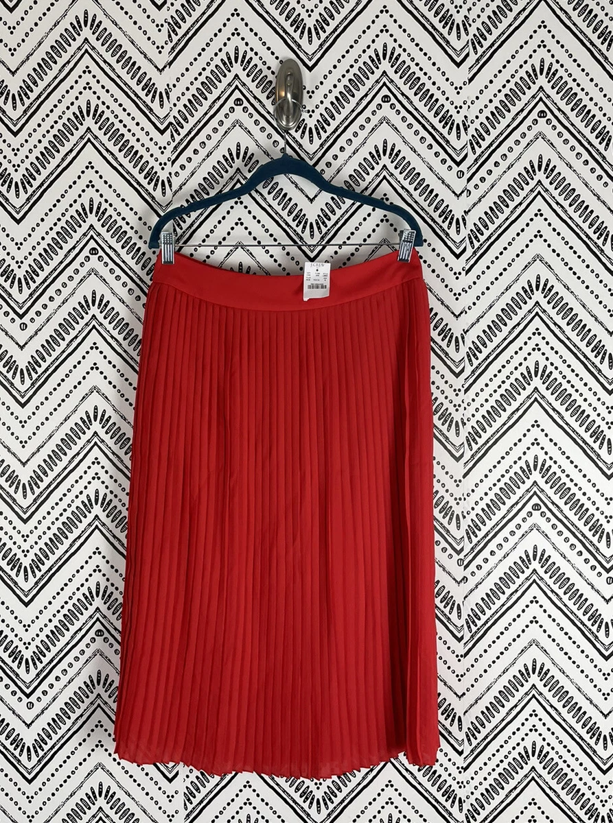 J crew factory clearance red pleated skirt