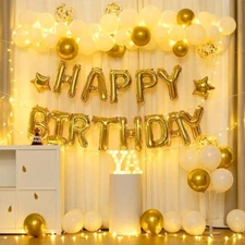 Happy Birthday Banner & Balloon Kit - 25pcs Blue Party Decor Set with Letters
