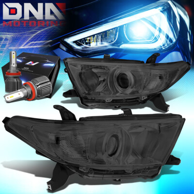 FOR 2011-2013 TOYOTA HIGHLANDER PROJECTOR HEADLIGHT W/LED KIT+COOL FAN SMOKED