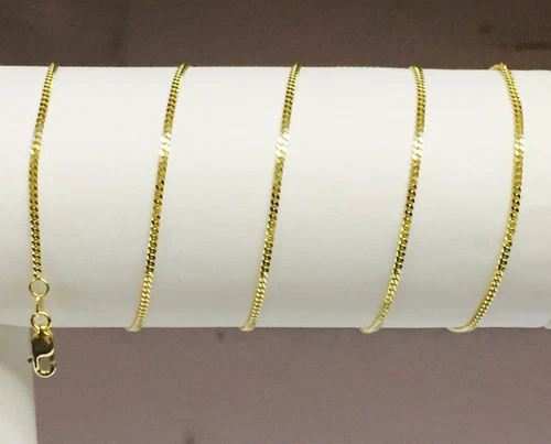 10k Solid Gold Gourmette Curb Box Link 22" 1.5mm 3 gram Pendant Chain Necklace - Picture 1 of 1