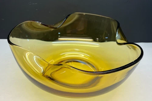 Vintage Anchor Hocking Amber Rolled Edge 9" Decorative Bowl