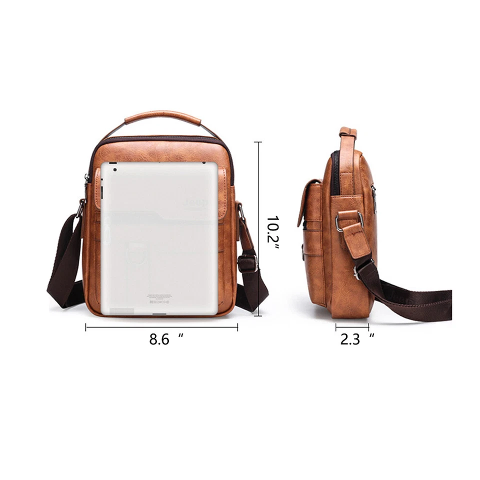 Men's Leather Handbag Shoulder Bag Business Briefcase Crossbody Casual Fashion - Image 3 of 4