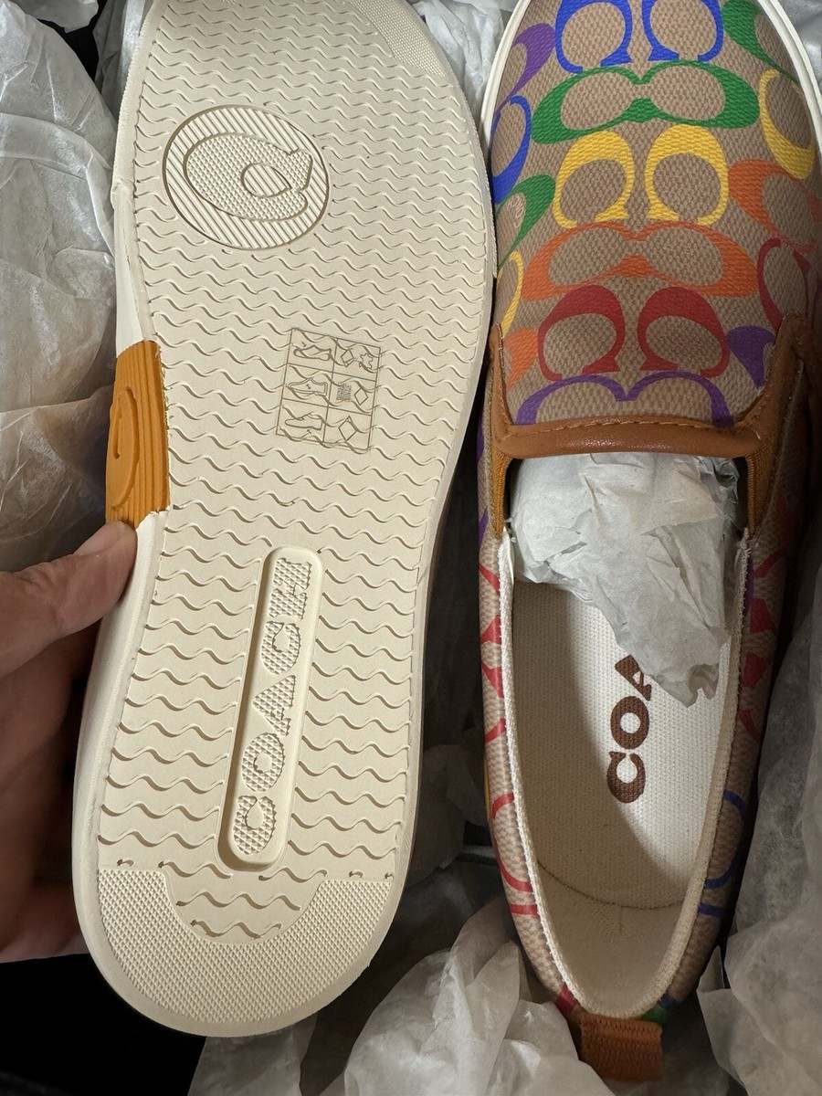 Coach CA284 Skate Slip On In Rainbow Signature Canvas Men  display picture 3