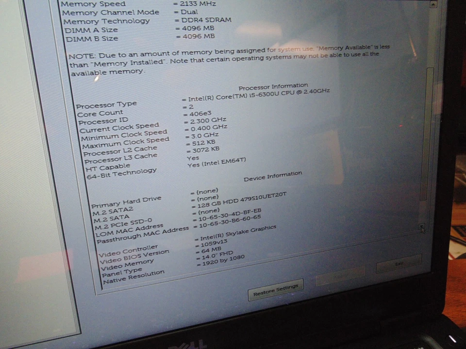 Ultrabook con pantalla táctil DELL LATITUDE 5480 2,40 GHz i5 6300U 8 GB 128 GB SSD #825 Foto 3 de 4