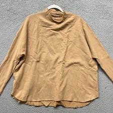 Frank  Eileen Effie Capelet Womens L Camel Brown Funnel Neck Triple Fleece