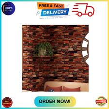 18" x 120" Brick Wallpaper Rust Red Peel and Stick Wallpaper Self Adhesive Firep