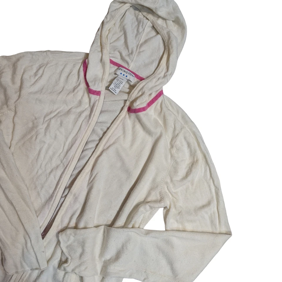 Covington Womens Full Zip Hoodie Sweater White Size XL Cashmere Angora Viscose - Image 3 of 4