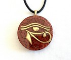 Orgone energy pendant necklace golden Eye of Horus & Red Jasper. Made in USA