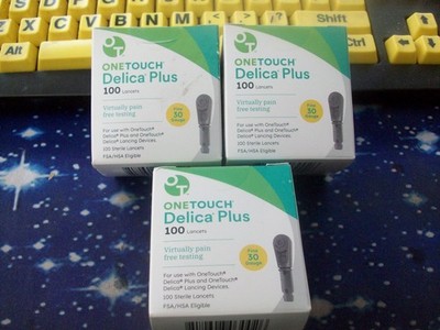 300 ONETOUCH DELICA PLUS, 30g LANCETS,3 X 100, EXP 3,4 & 8-30, GOOD SEALED BOXES