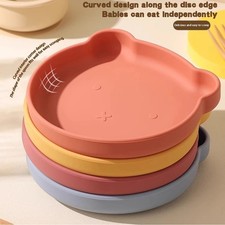 Silicone Kids Tableware Set Cartoon Plate Cup Fork Spoon Baby Feeding Bowl