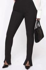 NWT Fashion Nova Women’s Black Front Leg’s Slits Pull On Stretchy Dress Pants XL