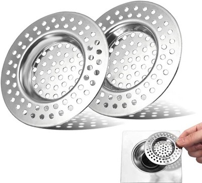 2PCS Stainless Steel Sink Strainer Drain Stopper Hair Catcher Kitchen Bathroom
