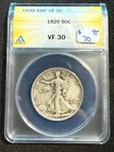 1920 WALKING LIBERTY HALF DOLLAR ANACS VF 30 446