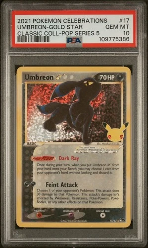 2021 POKEMON CELEBRATIONS CLASSIC COLL #17 UMBREON-GOLD STAR PSA 10