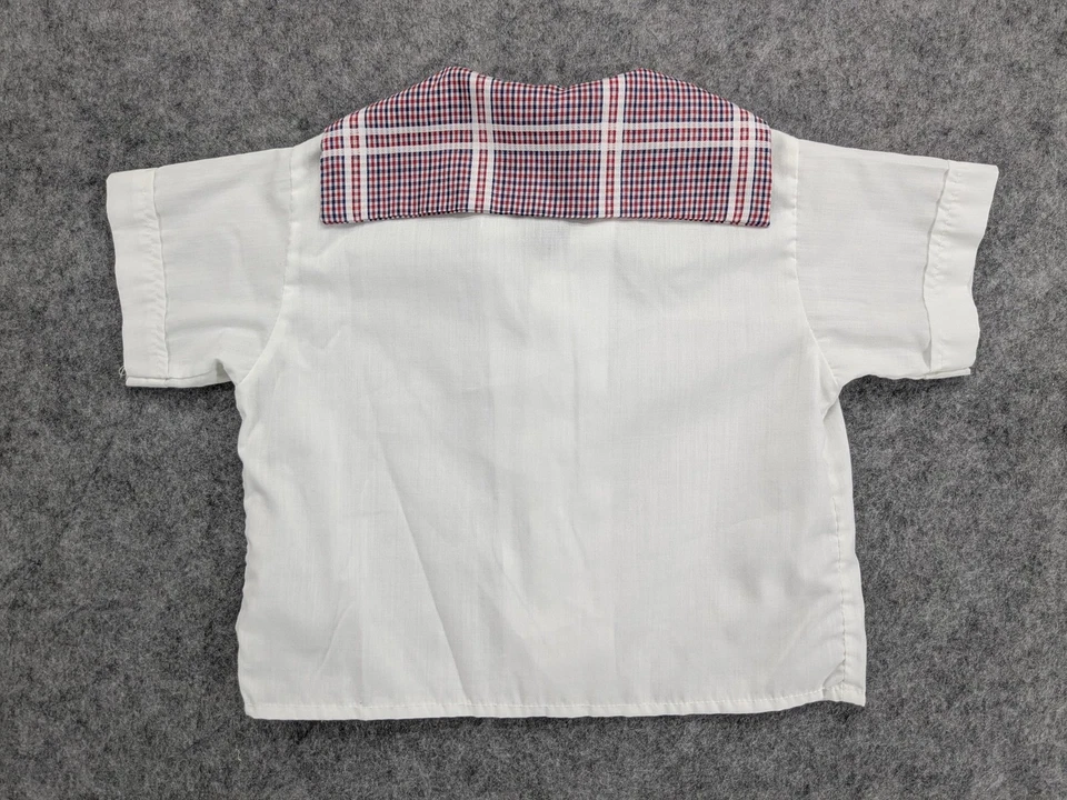 Vintage Peter Piper Shirt Boys 4T White Plaid Collar Short Sleeve Button Top 70s - Image 3 of 4