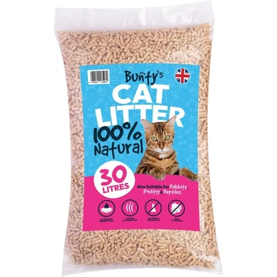 Bunty 30L Cat Litter Wood Pellets Odour Lock, Absorbent, Biodegradable, Natural