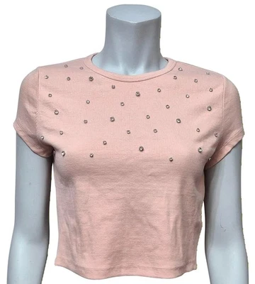 H&M DIVIDED Camiseta De Algodón Rosa De Manga Corta Para Mujer UK M - Imagen 1 de 3