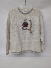 Vintage Jantzen USA Made Embroidered Bird/ House Women’s Woven Sweater Size M