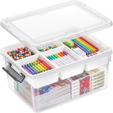 Citylife 17QT Clear Craft Organizers and Storage Box with Removable Tray