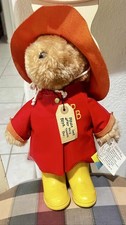 Vintage Eden Toys Paddington Bear Plush Red Coat Yellow Boots Tag