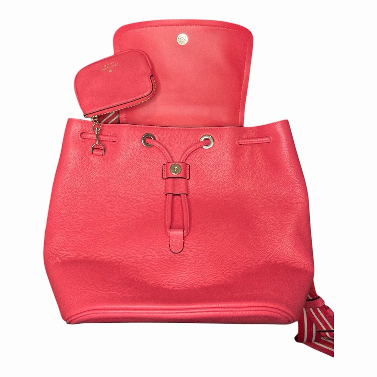 Kate Spade Rosie Medium Black Flap Backpack KB714 Pebbled 
