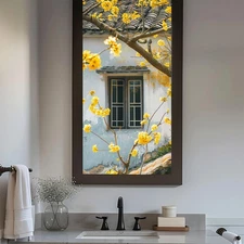 Flowers Window Privacy Film, Stained Glass Decals Colorful Floral Privacy Dec...