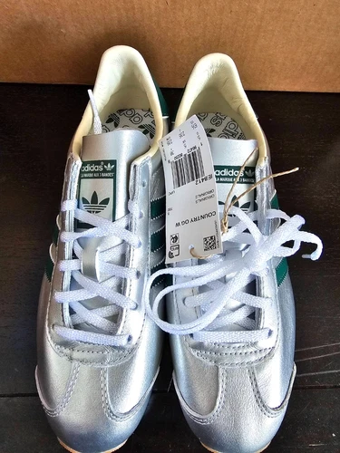 Size 6.5  - Adidas Country OG W Silver Metallic Green with Box - IE8412