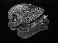 PE11125 VINTAGE 1983 RIDE TO LIVE LIVE TO RIDE MOTORCYCLE COMMEMORATIVE BUCKLE