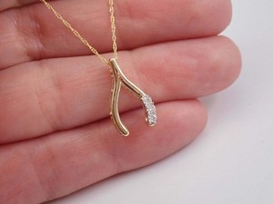 Authentic 0.50Ct Round Cut Lab Created Diamond Men Wishbone Pendant 14K Yellow Gold Plated