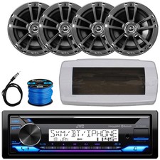 JVC KD-T92MBS 1-DIN Marine Bluetooth CD Radio W/Cover, 4x 6.5" 225W Max Speakers