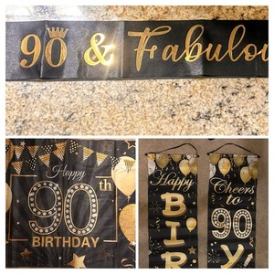 3 Pack 90th Birthday banners And Sash. Excellent Condition. Preowned.