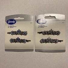 Goody 2 Bobby Pin Slides 2  Blue/White  Jeweled  Flowery 2004 New 2 Diff. G69
