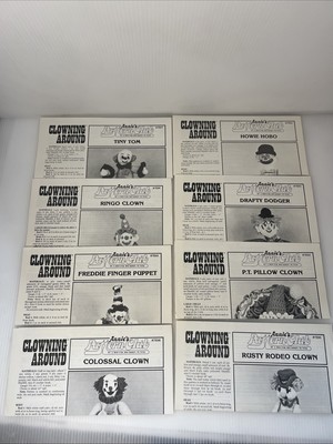 Lot of 8 ANNIE'S PATTERN CLUB Vintage 1981 Clowning Around Series Crochet Insert