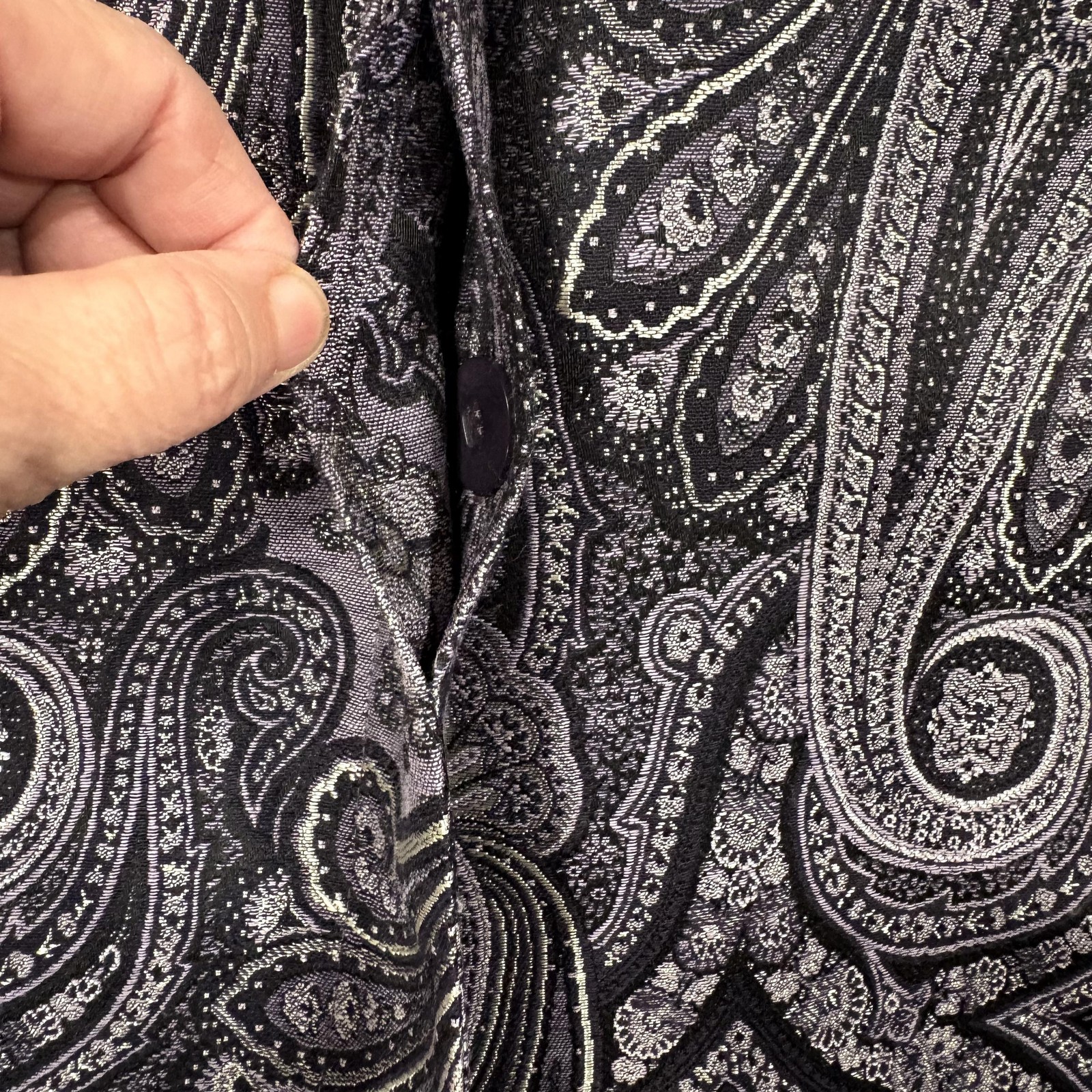 Vintage Elan By Tanner Coat Womens 14 Purple Paisley Mink Fur Collar Long NEW