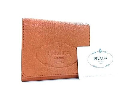 PRADA 1M0176 braune Leder-Geldbörse mit Dreifachfaltung Damen authentisch geb...