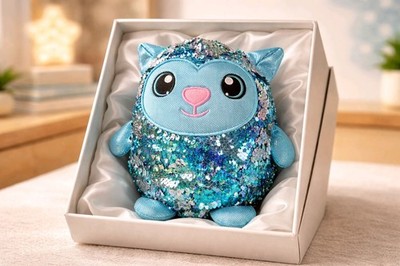 Shimmeez 8'' Lainey Lamb Reversible Sequin Plush Stuffed Animal Toy 