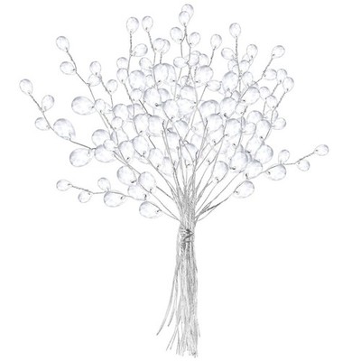 IMIKEYA 50PCS Acrylic Bead Drop Stems Crystal Floral Picks Artificial Bouquet...