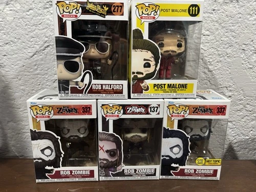 Funko Pop! Rocks Lot Of 5 Rob Zombie, Judas Priest Rob Halford, Post Malone