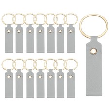 20 Pcs PU Leather Laser Engraving Keychain Blanks Light Gray, 3.7" x 0.7" 