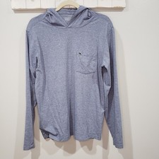 Vineyard Vines Edgartown Hooded T Shirt Mens Small Blue Long Sleeve Pocket Tee