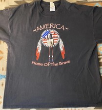 True Native Native American T-Shirt, Size 2 Xl Home Of The Brave Vintage