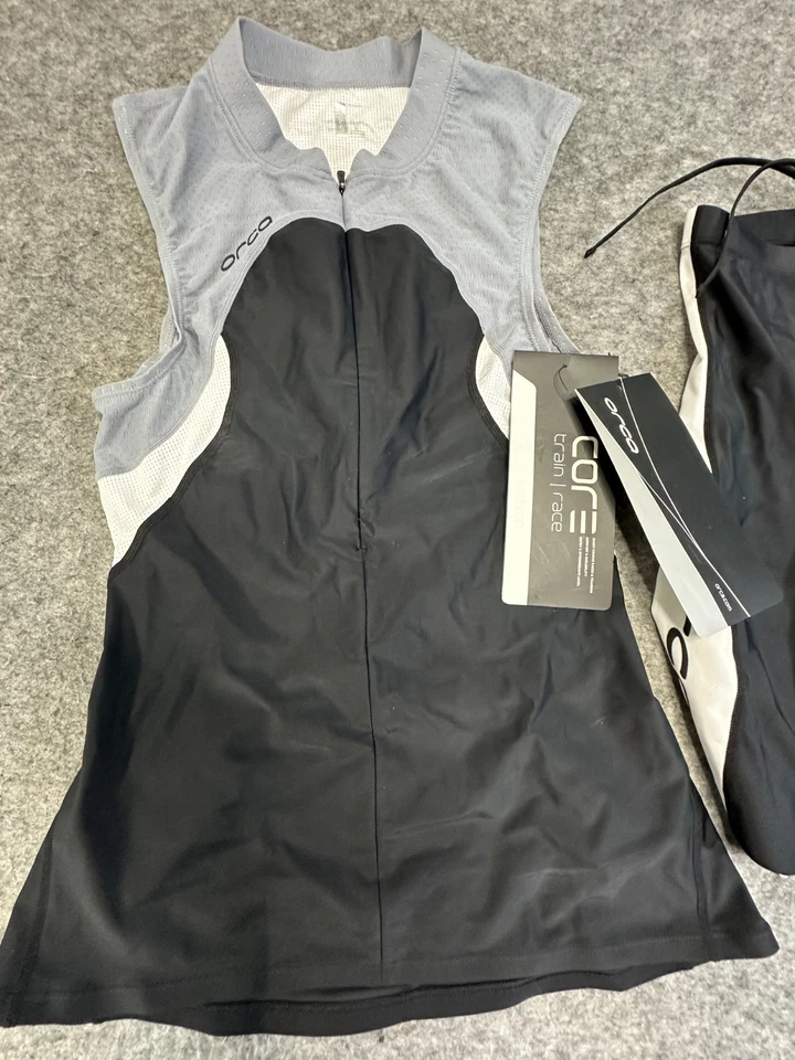 NUEVO CON ETIQUETAS ORCA Equip Camiseta sin mangas de triatlón Talla grande Negro Blanco Conjunto de tanques y pantalones cortos de triatlón Foto 2 de 4