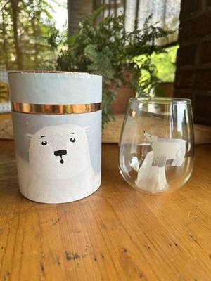 What The Frost 3 D Iceberg W/ Polar Bear Stemless Wine Glass In Box Never Used